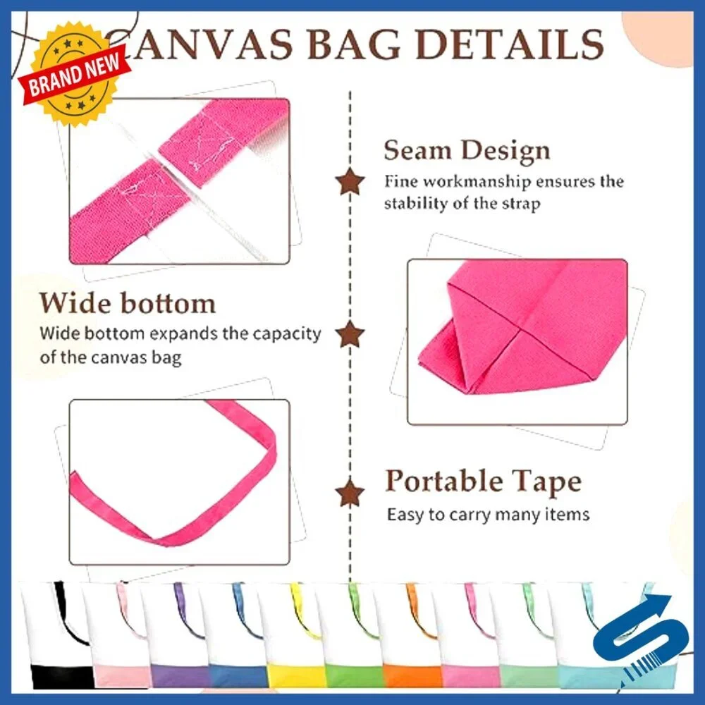 Large Canvas Tote Bags and Makeup Bags Set Reusable Grocery Luggage DIY